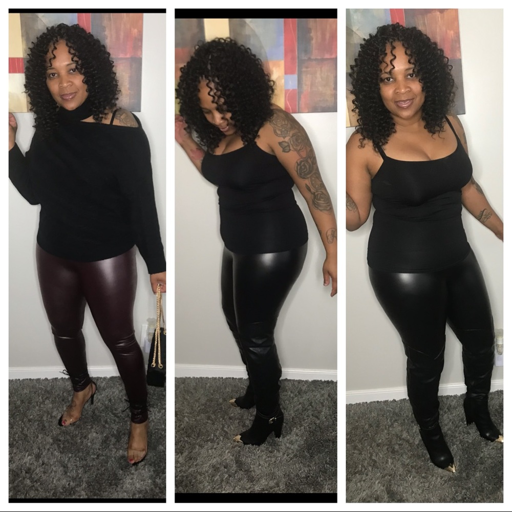 Faux leather leggings (burgundy)